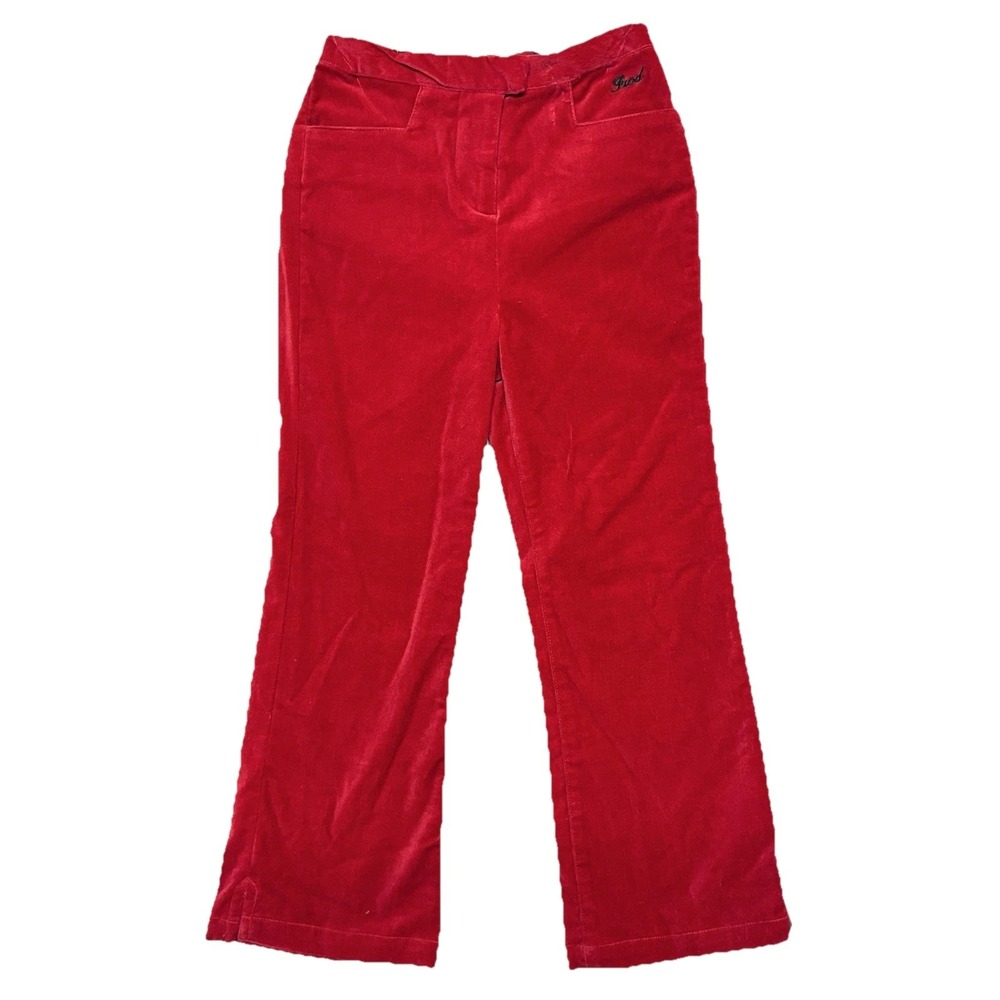 IZOD Girls Red Velvet Pants Straight Leg Holiday Plaid Trim Size‎ 4T NWT
